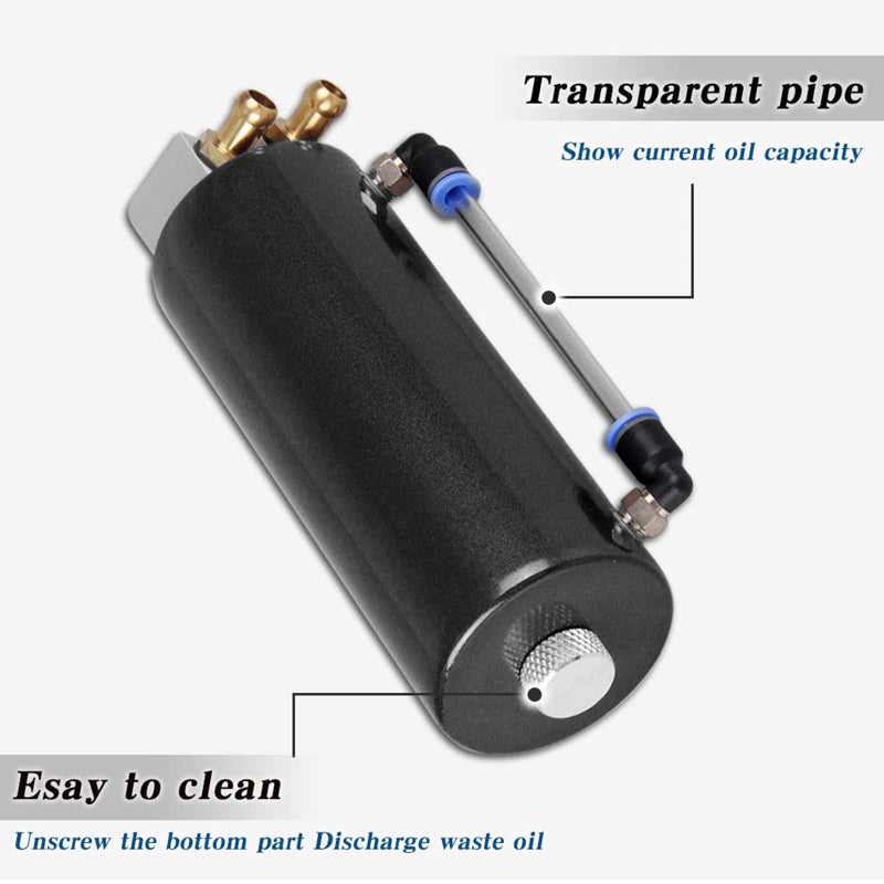 RYANSTAR RACING Universal Aluminum Racing Engine Oil Catch Tank CAN Kit Turbo Reservoir Billet Round 350ML Black - Image 4